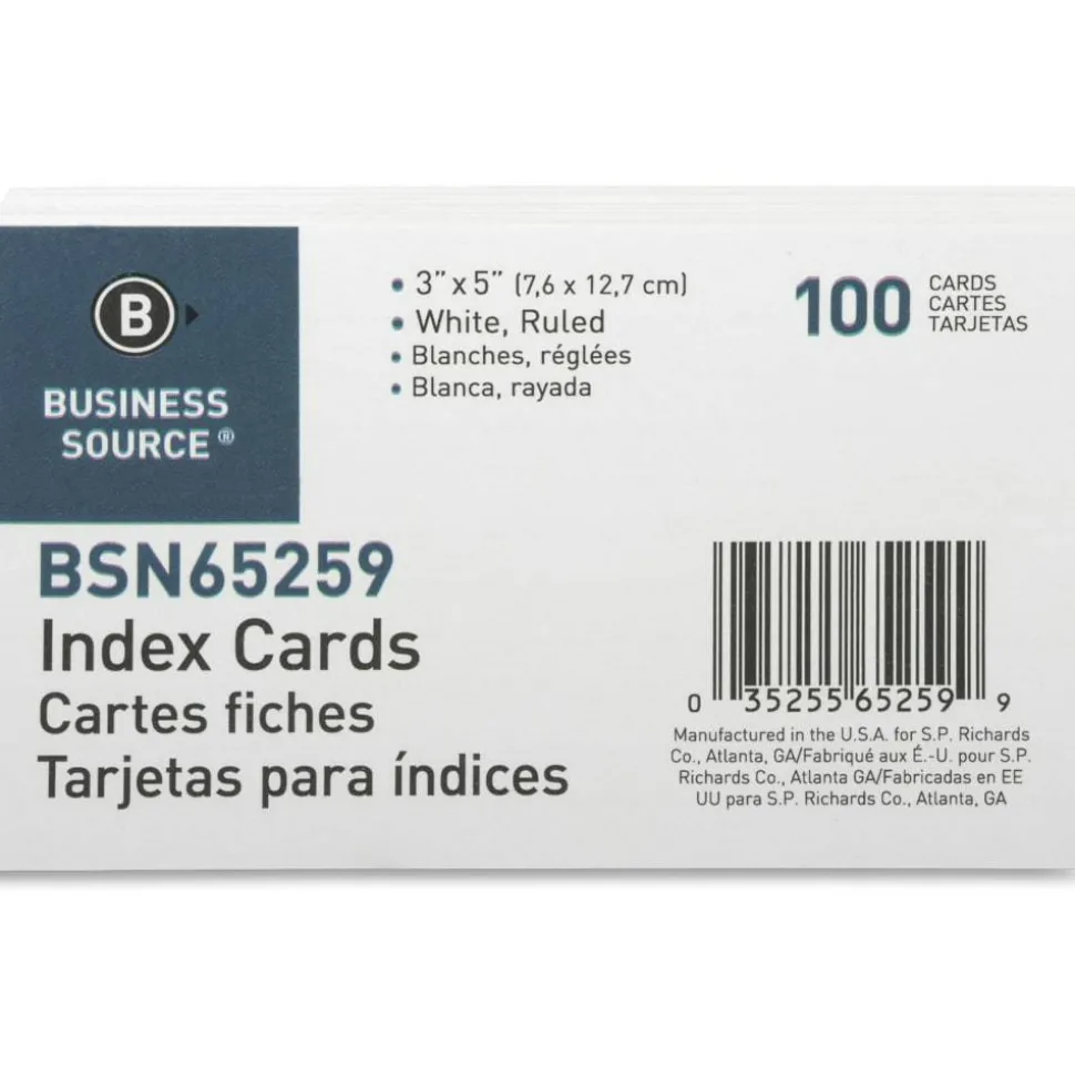 Business Source Ruled Index Cards - 5" Width x 3" Length - 100 / Pack