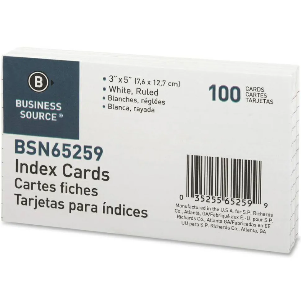 Business Source Ruled Index Cards - 5" Width x 3" Length - 100 / Pack