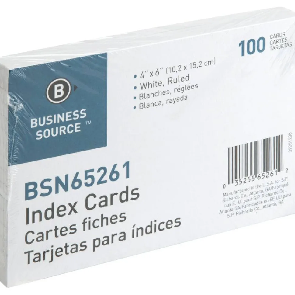 Business Source Ruled Index Cards - 6" Width x 4" Length - 100 / Pack