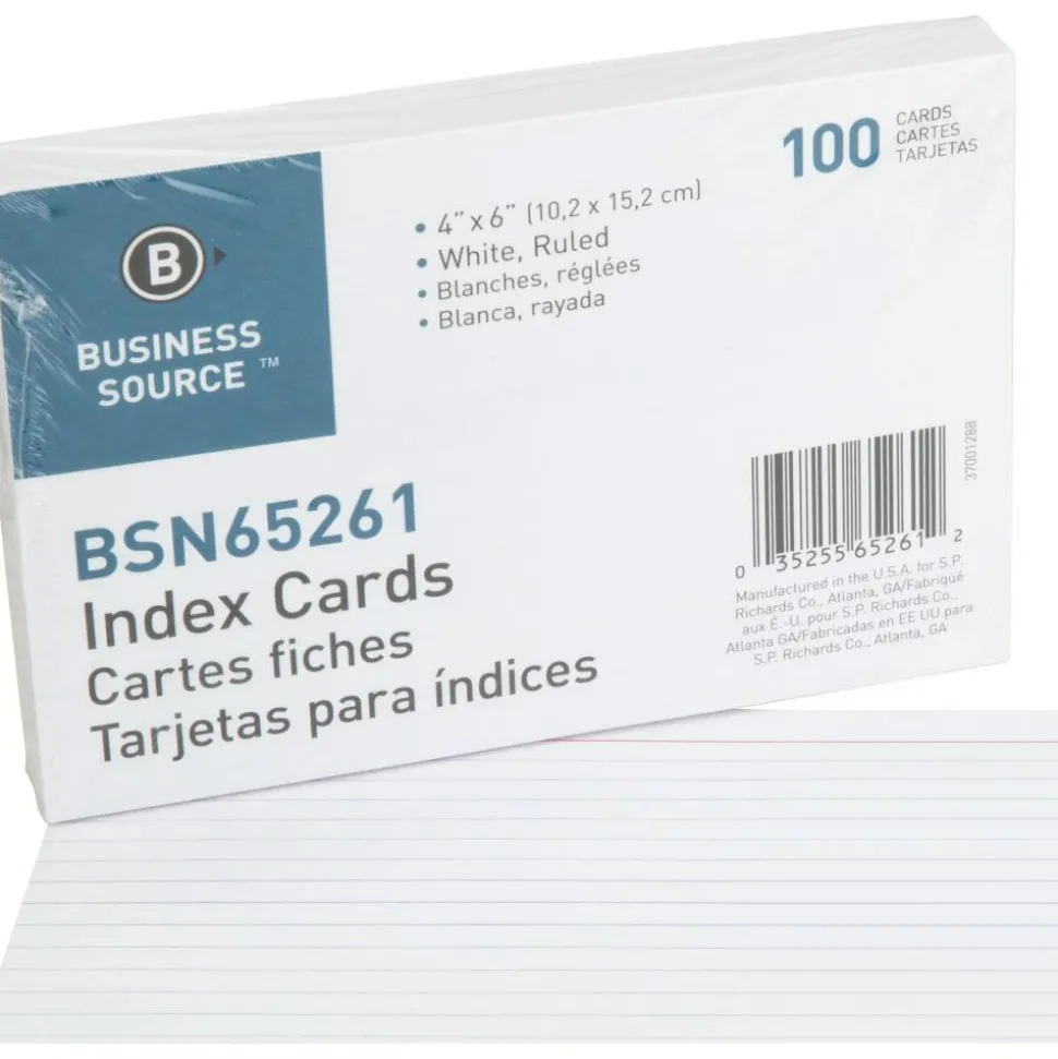 Business Source Ruled Index Cards - 6" Width x 4" Length - 100 / Pack