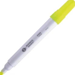 Business Source Value Highlighters, Chisel Point, White Barrel, Yellow Ink, Pack Of 12