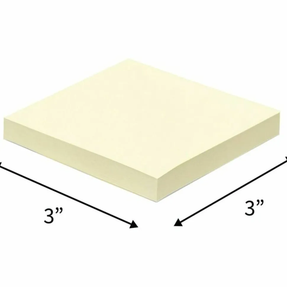 Business Source Yellow Repostionable Adhesive Notes - 3" x 3" - 100 Sheets - Square - Yellow, 24/Pack