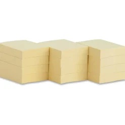 Business Source Yellow Repositionable Adhesive Notes - 100 Sheets, 12 Pads, 1 7/8