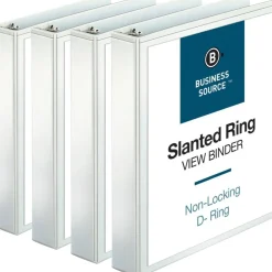 Business Source Basic D-Ring White View Binders, 1 1/2