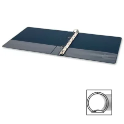 Business Source Basic 3-Ring Binder, Letter-Size, 1" Round Rings, Dark Blue