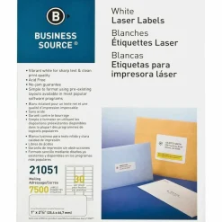 Business Source Bright White Premium-quality Address Labels - 1"x 2 5/8" - Permanent Adhesive - Rectangle - 21051