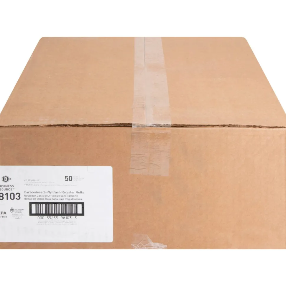 Business Source Carbonless Paper, 3" x 90', Carton Of 50 Rolls