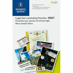Business Source Clear Legal-Size Laminating Pouches - 9"x 14.50"x5 mil Thickness - 20867, 5/Pack
