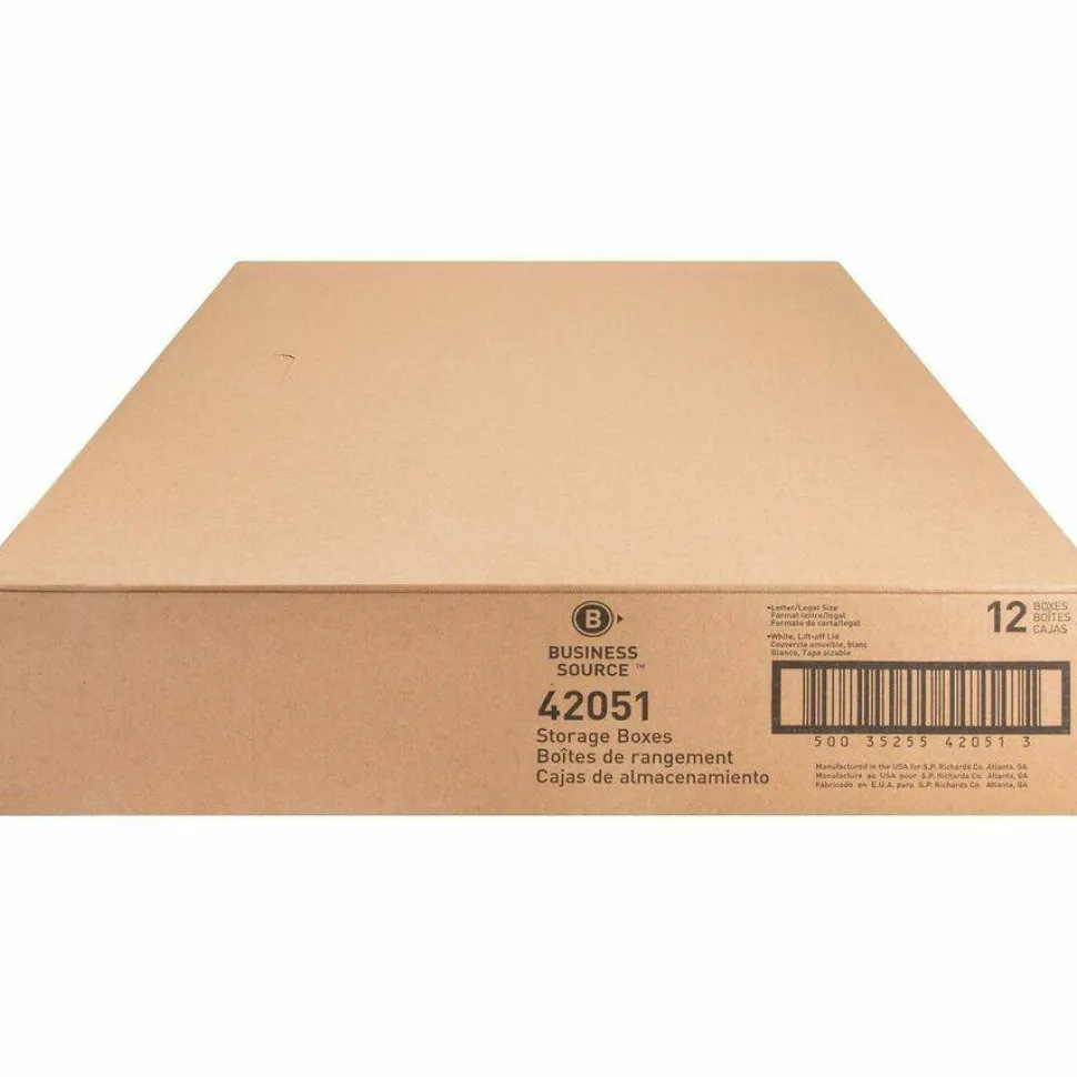 Business Source Economy Storage Box with Lid - External Dimensions: 12"x 15" Depth x 10" - 350 lb - Media Size Supported: Legal, Letter - 42051