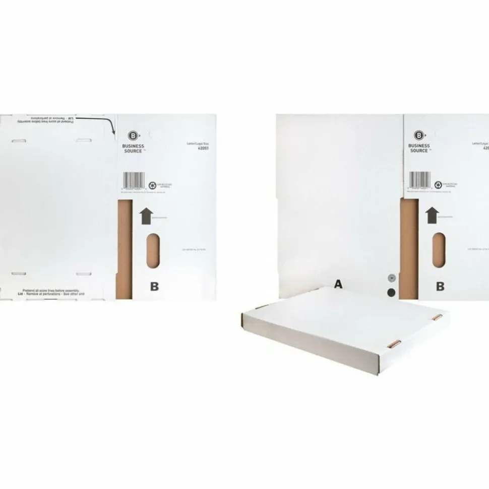 Business Source Economy Storage Box with Lid - External Dimensions: 12"x 15" Depth x 10" - 350 lb - Media Size Supported: Legal, Letter - 42051