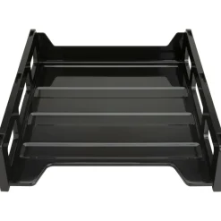 Business Source Front-Load Stackable Letter Tray - Desktop - Stackable - 25% Recycled - Black - Plastic - 1 Each