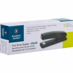Business Source Full-Strip Desktop Stapler - Staples Upto 20 Sheet - Holds Upto 210 Staple - Full Strip - 3.50" Throat Depth - Black - Metal, Plastic