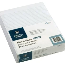 Business Source Glued Top Ruled Memo Pads - Letter - 50 Sheets - Glue - Wide Ruled Front Ruling - 16 lb Basis Weight - 50552