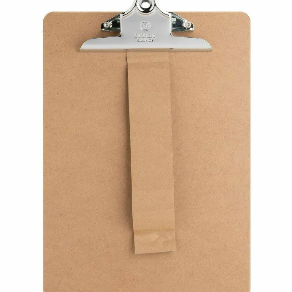 Business Source Hardboard Clipboard - Standard - 9" x 12 1/2" - Hardboard - Brown - 6 / Bundle