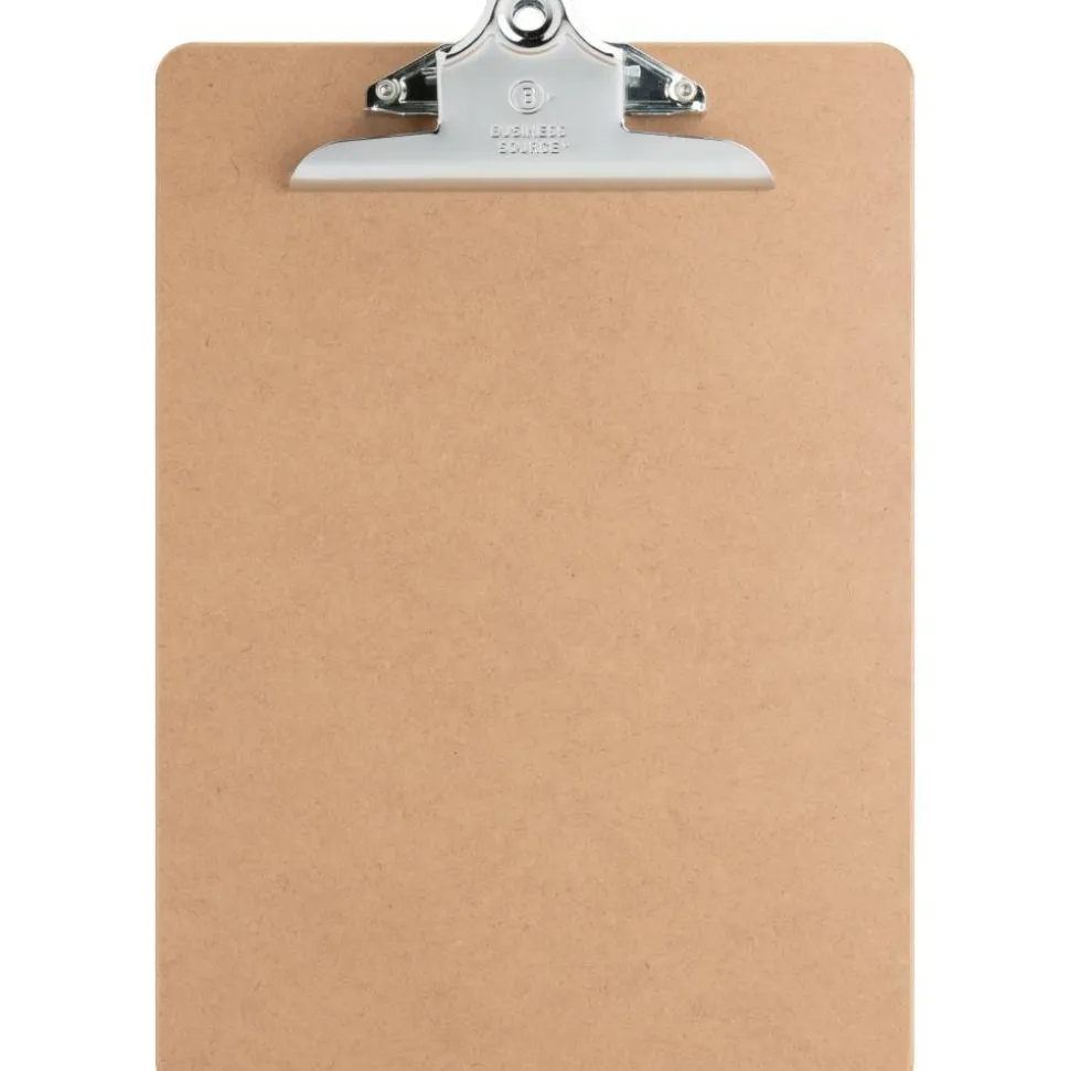 Business Source Hardboard Clipboard - Standard - 9" x 12 1/2" Sheet Size - Hardboard - Brown - 1 Each