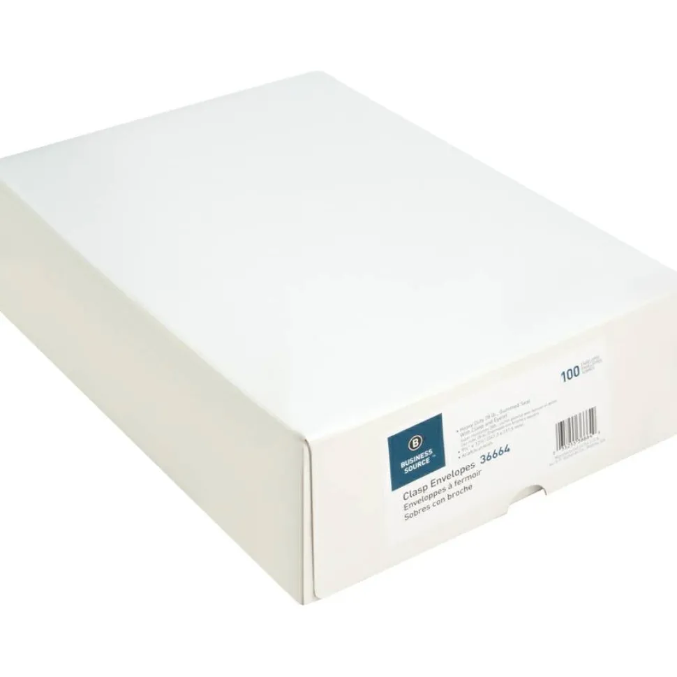Business Source Heavy-duty Clasp Envelopes - Clasp - #93 - 9 1/2" Width x 12 1/2" Length - 28 lb - Clasp - Kraft - Kraft - 100 / Box