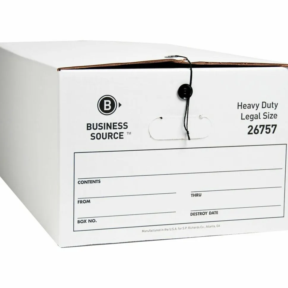 Business Source Heavy Duty Legal Size Storage Box - External Dimensions: 15"x 24" Depth x 10" - Media Size Supported: Legal - 26757