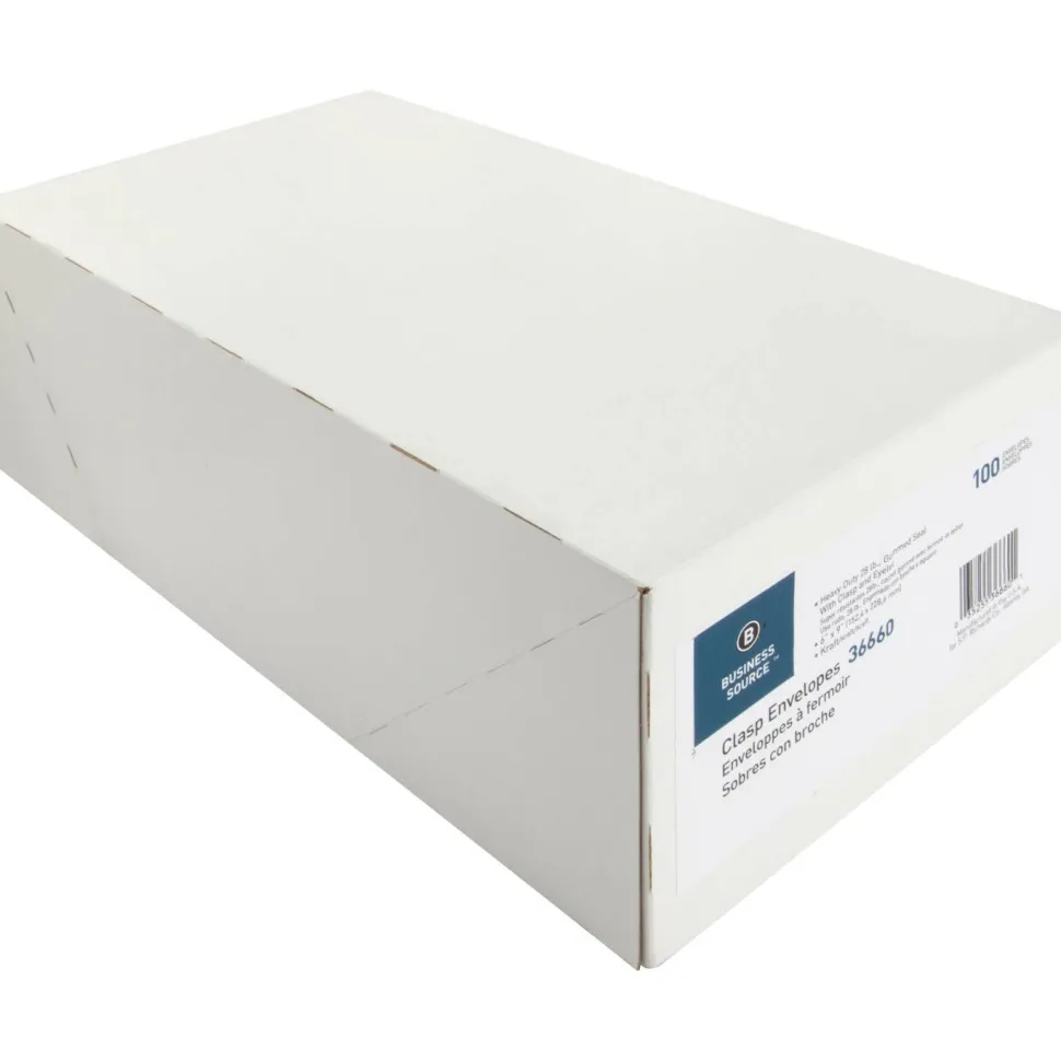 Business Source Heavy-duty Metal Clasp Envelopes - Clasp - #55 - 6" Width x 9" Length - 28 lb - Clasp - Kraft - Kraft - 100 / Box