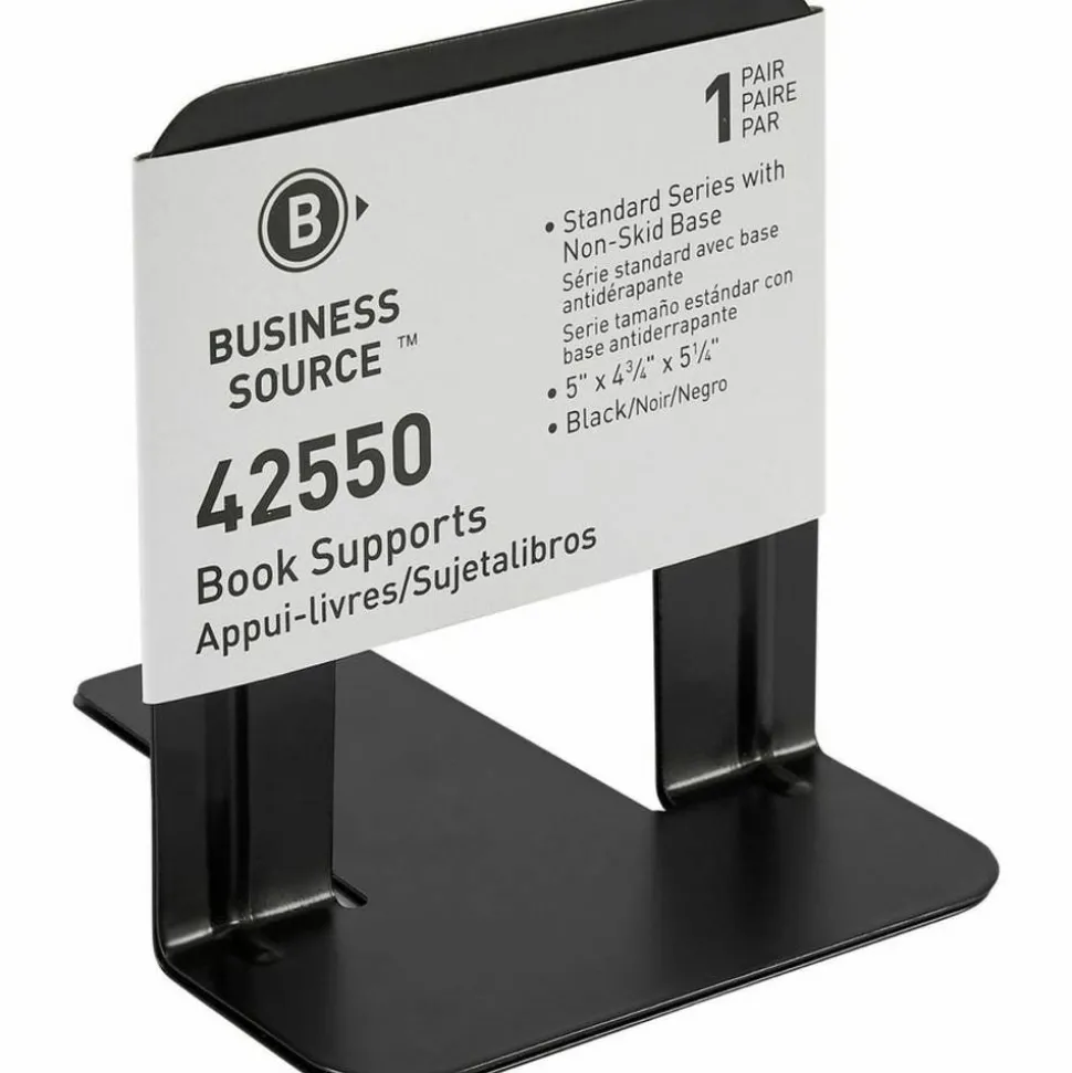 Business Source Heavy-gauge Steel Book Supports - 5.25"x5"x 4.75" Depth - Desktop - Non-skid Base, Scratch Resistant, Stain Resistant - 42550