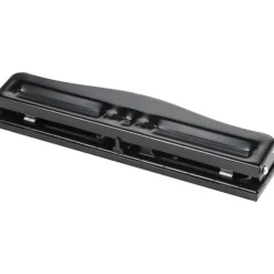 Business Source 3-Hole Adjustable Paper Punch - 3 Punch Head(s) - 11 Sheet Capacity - 1/4" Punch Size - Round Shape - Black