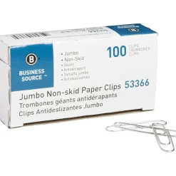 Business Source Jumbo Nonskid Paper Clips - Jumbo - 1000 / Pack - Silver - Steel