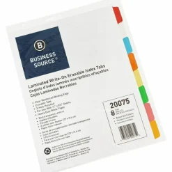 Business Source Laminated Write-On Tab Indexes - 8 Write-on Tab(s) - 8 Tab(s)/Set - 11