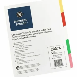 Business Source Laminated Write-On Tab Indexes - 5 Write-on Tab(s) - 5 Tab(s)/Set - 11" Tab x 8.50" Ta - 20074