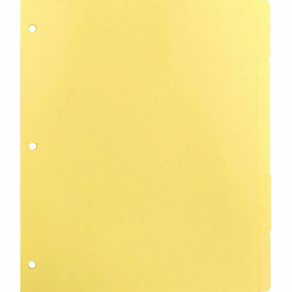 Business Source Mylar-reinforced Plain Tab Indexes - 5 Write-on Tab(s) - 8.5" Dividerx 11" Divider - Letter - 3 Hole Punched - Canary Tab(s) - 36/Box