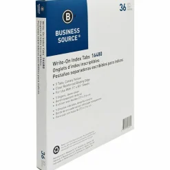 Business Source Mylar-reinforced Plain Tab Indexes - 5 Write-on Tab(s) - 8.5
