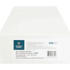 Business Source No. 9 Double Window Invoice Envelopes - Double Window - #9 - 8 7/8