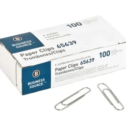 Business Source Paper Clips - Jumbo - 1000 / Pack - Silver - Steel
