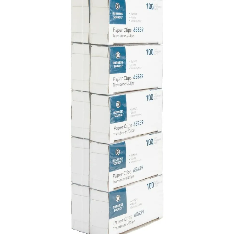 Business Source Paper Clips - Jumbo - 1000 / Pack - Silver - Steel
