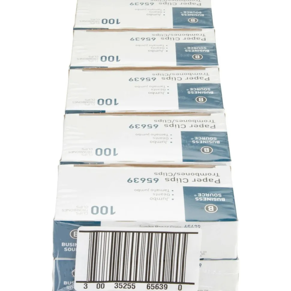 Business Source Paper Clips - Jumbo - 1000 / Pack - Silver - Steel