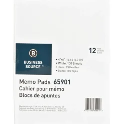 Business Source Plain Memo Pads - 100 Sheets - Plain - Glued - Unruled Front Ruling - 15 lb Basis Weight - 65901CT