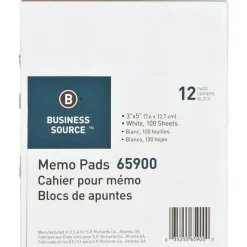 Business Source Plain Memo Pads - 100 Sheets - Plain - Glued - Unruled Front Ruling - 15 lb Basis Weight - 65900