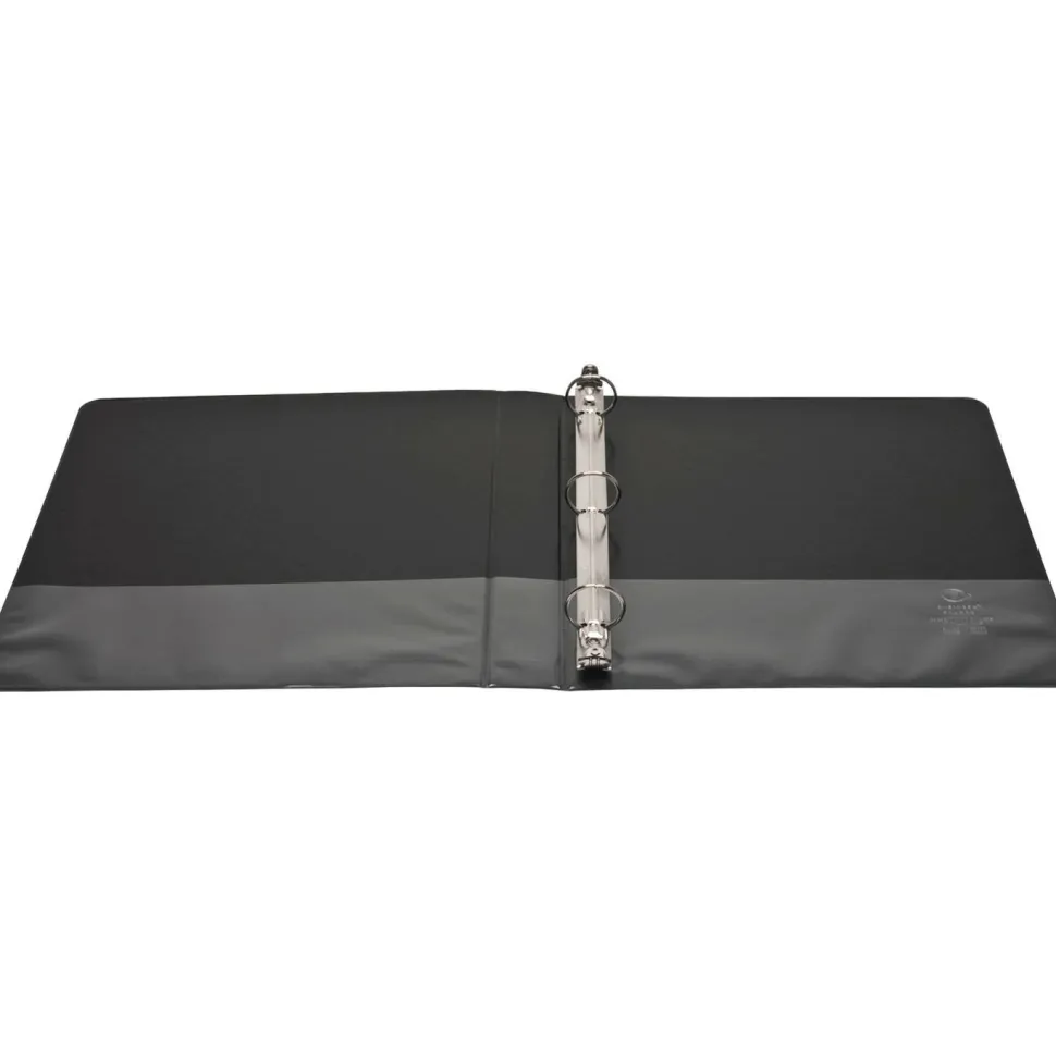 Business Source Round Ring View Binder, 1" Rings, Black