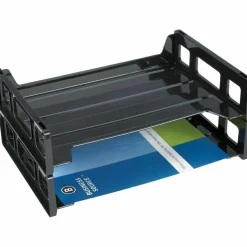 Business Source Side-loading Stackable Letter Trays - Desktop - Stackable - 20% Recycled - Black - 1 Each