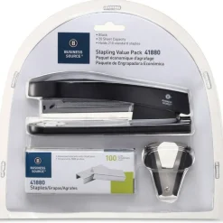 Business Source Stapling Value Pack - Staples Upto 20 Sheet of 20lb Paper - Holds Upto 210 Staple - Full Strip - Black - 3 / Pack
