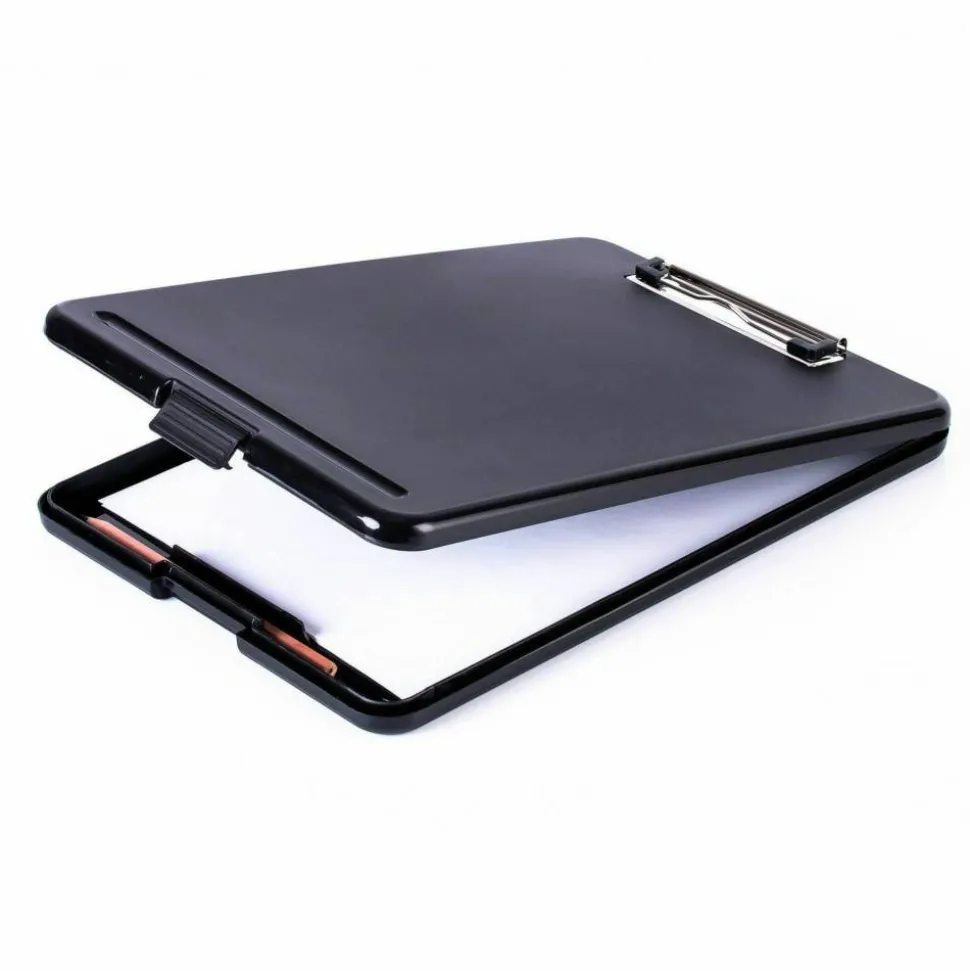 Business Source Storage Clipboard - 8 1/2" x 11" Sheet Size - Plastic - Black - 1 Each