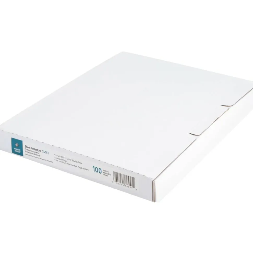 Business Source Top-Loading Poly Sheet Protectors - 11"x9"x 1.9 mil Thickness - 74551 - 100/Pack