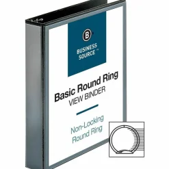 Business Source View 3-Ring Binder, 1 1/2" Round Rings, Black