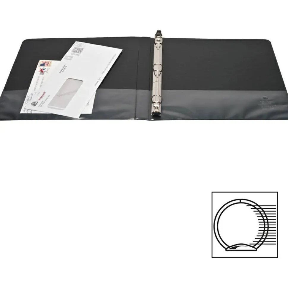 Business Source View 3-Ring Binder, 1 1/2" Round Rings, Black