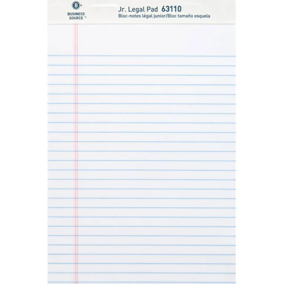 Business Source Writing Pads - 50 Sheets - 0.28" Ruled - 16 lb Basis Weight - Jr.Legal - 8"x5" Sheet Size - 63110