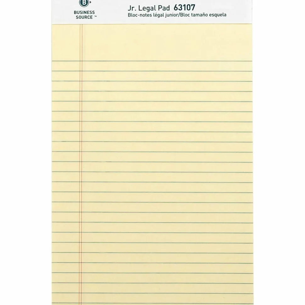 Business Source Writing Pads - 50 Sheets - 0.28" Ruled - 16 lb Basis Weight - Jr.Legal - 8"x5" Sheet Size - 63107