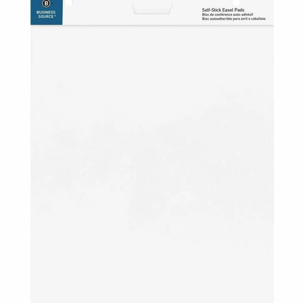 Business Source 25"x30" Self-stick Easel Pads - 30 Sheets - Plain - 25" x 30" Sheet Size - White Paper - Cardboard Cover - Self-stick - 4 / Carton