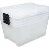 by GreenMade Instaview Storage Container With Latch Handles/Snap Lids, 45 Qt, 16-1/2" x 15-3/4" x 21-1/2", Clear, Pack Of 4