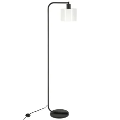 Cadmus 57" Tall Floor Lamp with Glass Shade in Blackened Bronze/White