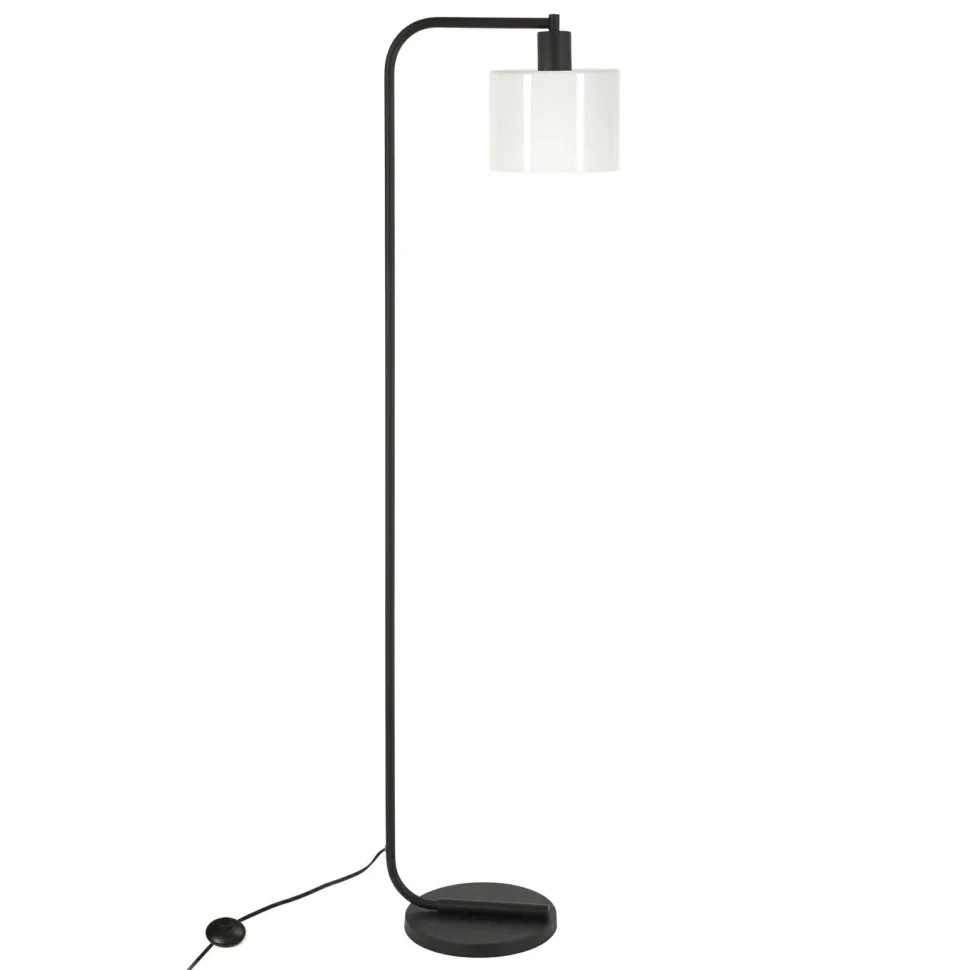 Cadmus 57" Tall Floor Lamp with Glass Shade in Blackened Bronze/White