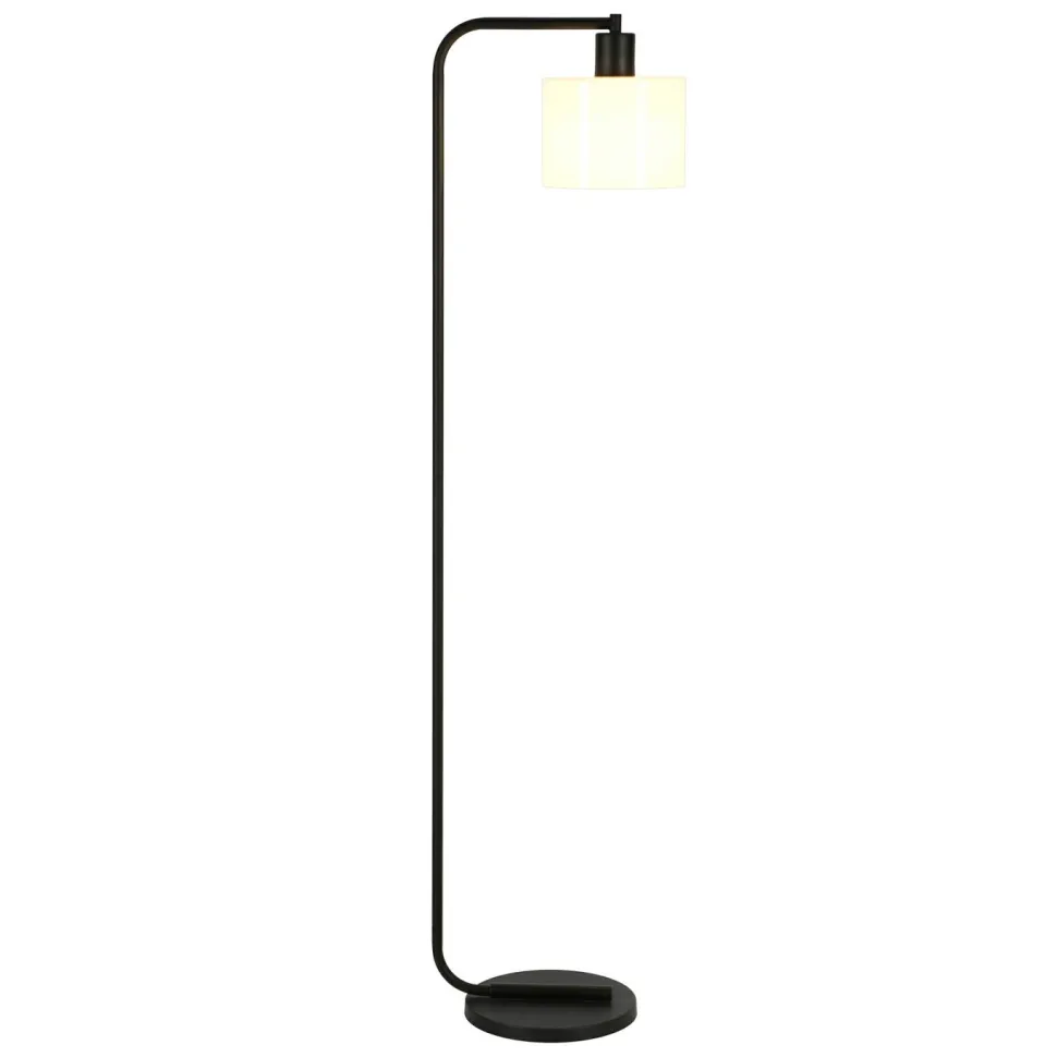 Cadmus 57" Tall Floor Lamp with Glass Shade in Blackened Bronze/White