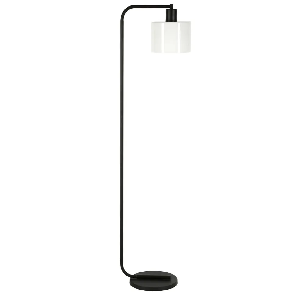Cadmus 57" Tall Floor Lamp with Glass Shade in Blackened Bronze/White